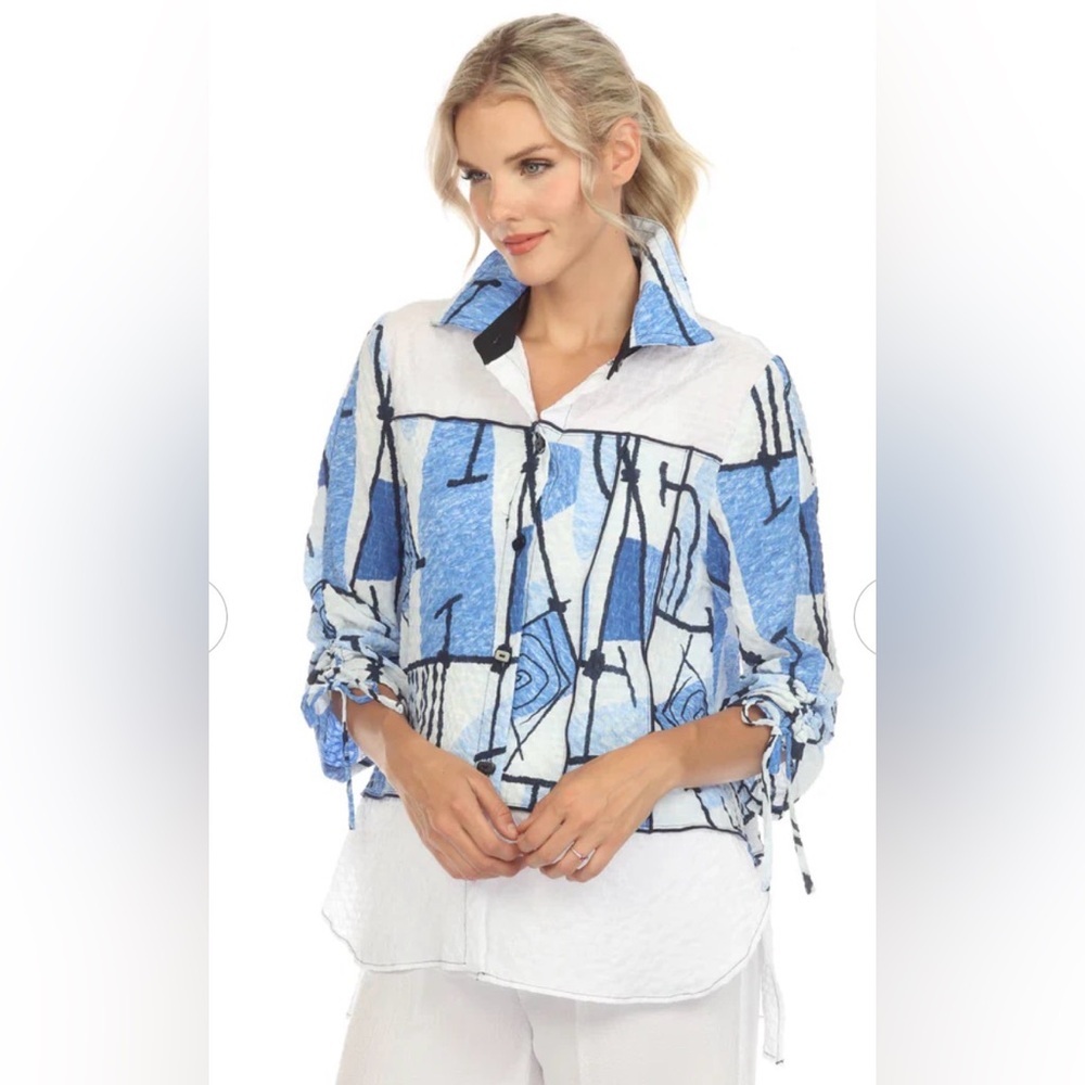 Moonlight Y&S Fashion Design Women's XL Top Tunic‎ Art to Wear Button Front